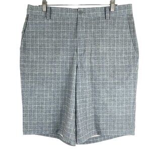 Nike Golf Dri Fit Shorts Gray‎ White Plaid Polyester Blend Men's Size 34